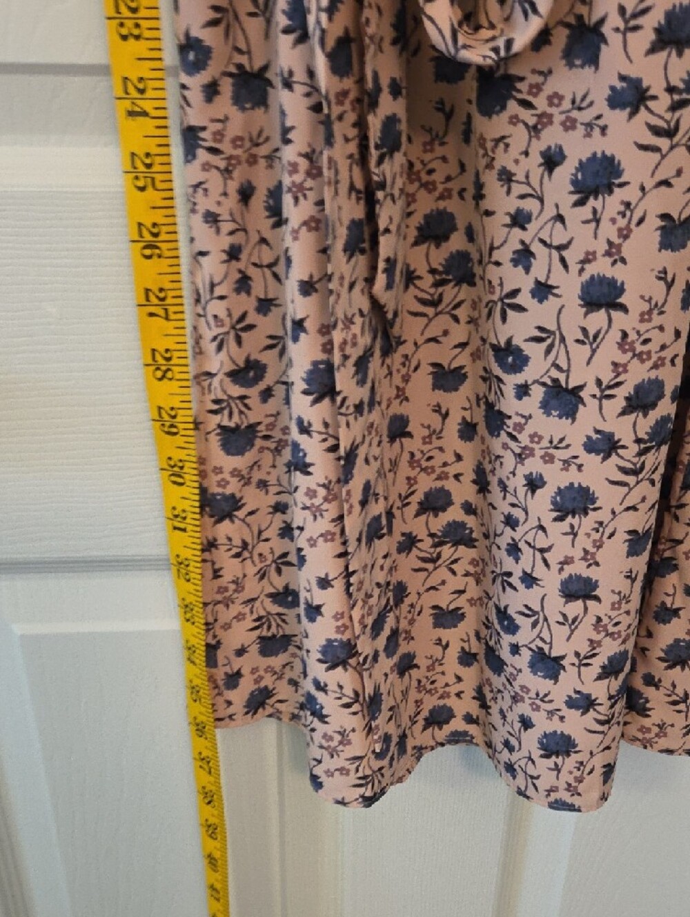 LOFT Tan Beige Blue Floral Midi Dress Size Medium - Picture 5 of 11